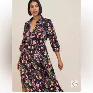 Torrid | 4 | Midi Black floral dress with tie